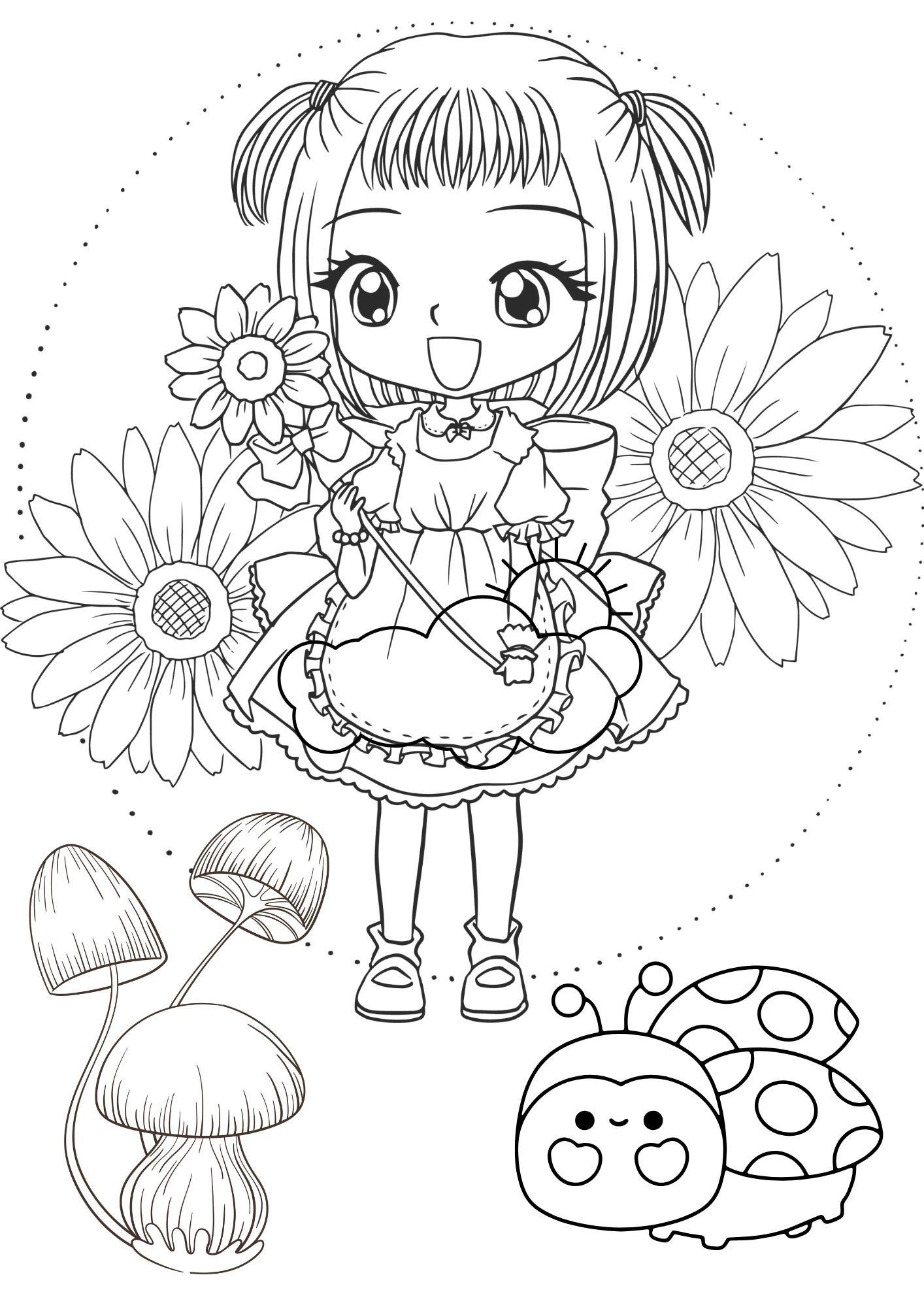 Tranh Tô Màu Anime Girl Cho Bé 6-8 Tuổi ảnh 12