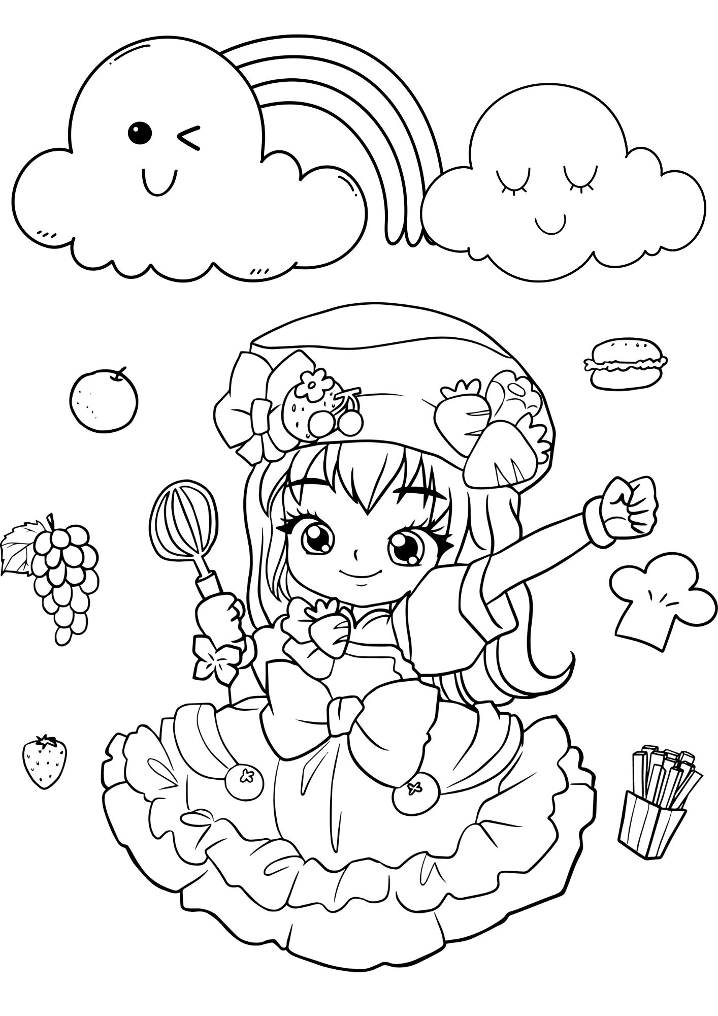 Tranh Tô Màu Anime Girl Cho Bé 6-8 Tuổi ảnh 15