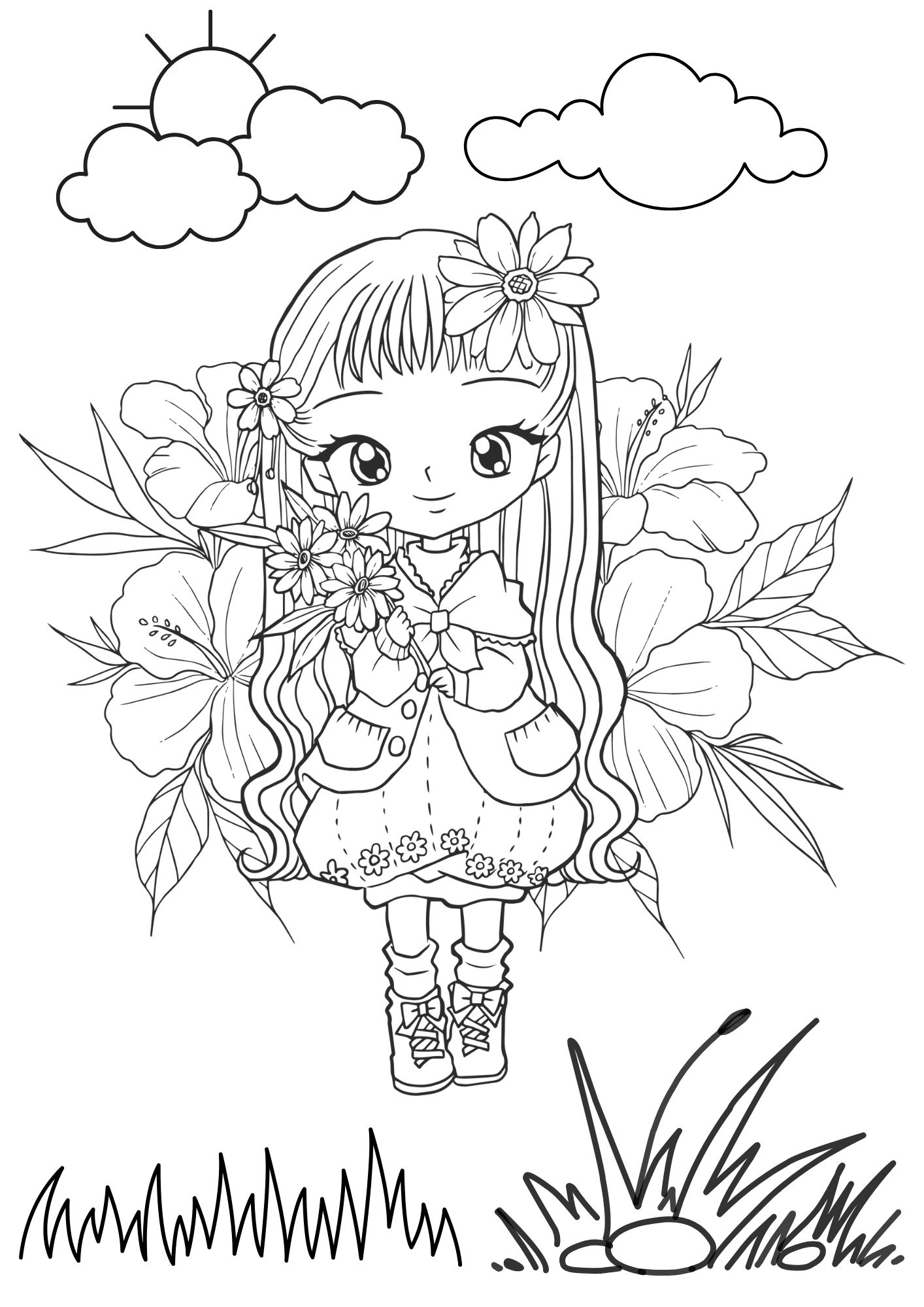 Tranh Tô Màu Anime Girl Cho Bé 6-8 Tuổi ảnh 19