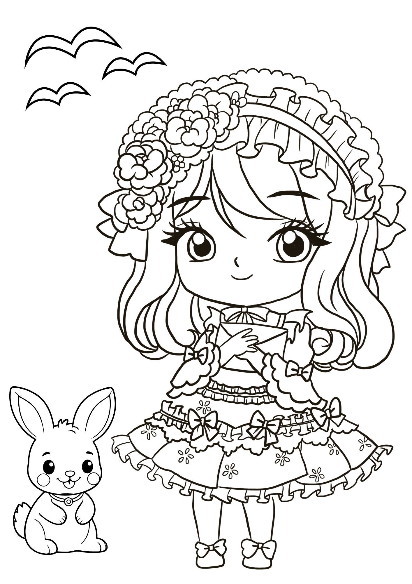 Tranh Tô Màu Anime Girl Cho Bé 6-8 Tuổi ảnh 21