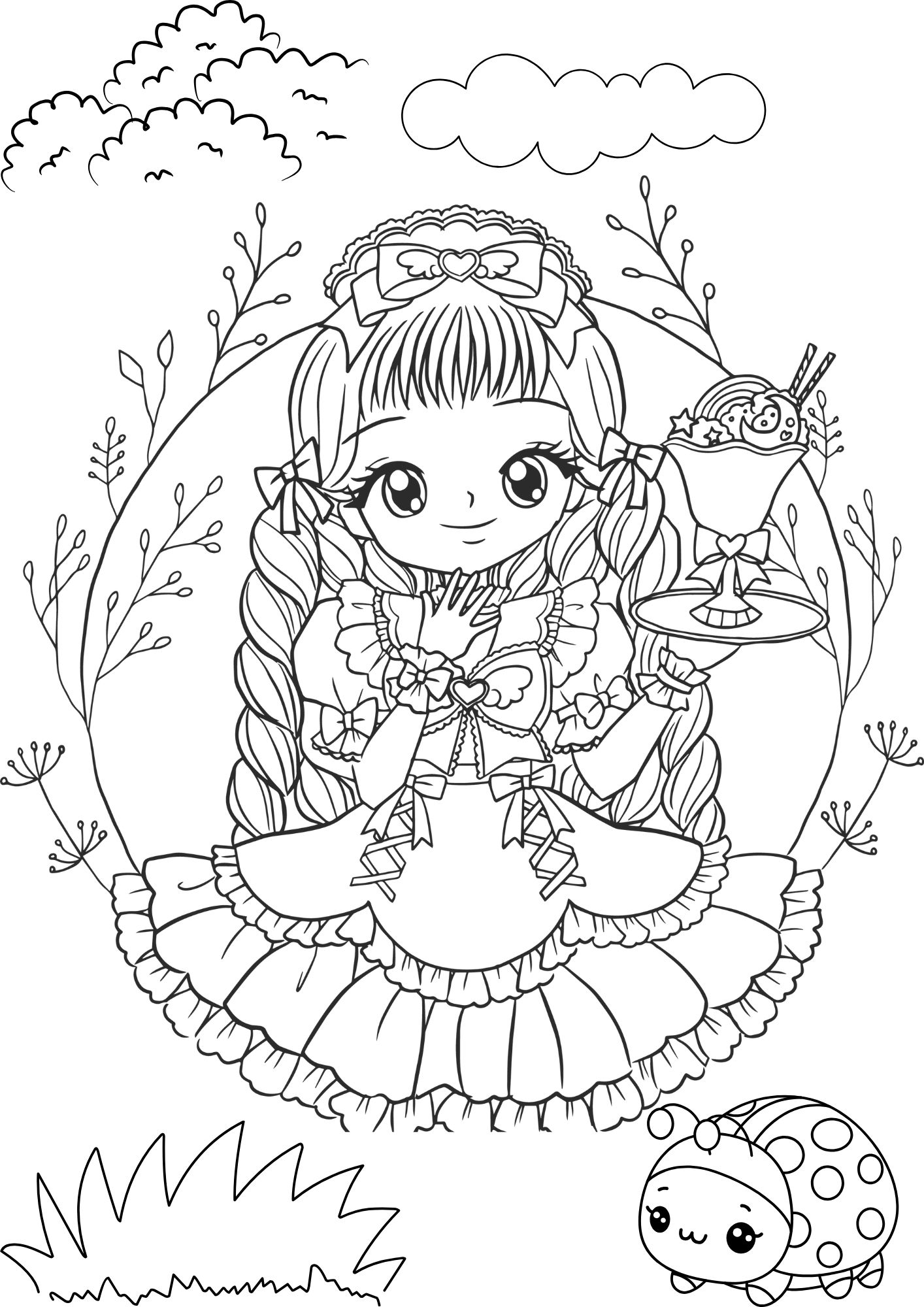 Tranh Tô Màu Anime Girl Cho Bé 6-8 Tuổi ảnh 22