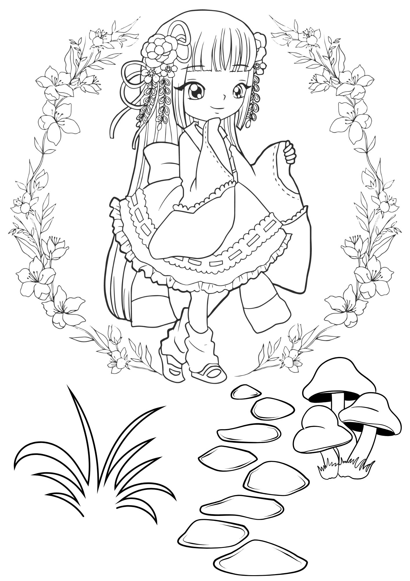 Tranh Tô Màu Anime Girl Cho Bé 6-8 Tuổi ảnh 26