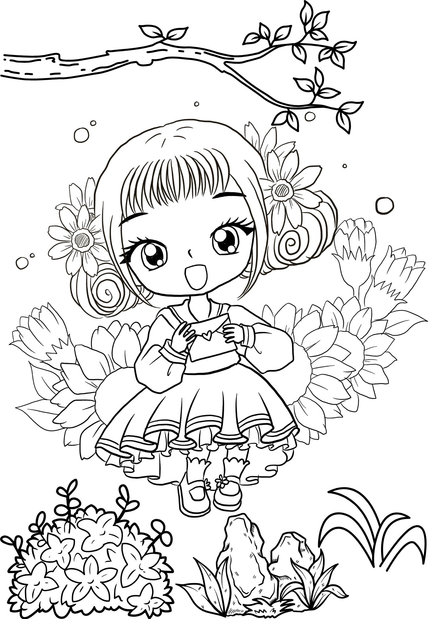 Tranh Tô Màu Anime Girl Cho Bé 6-8 Tuổi ảnh 27