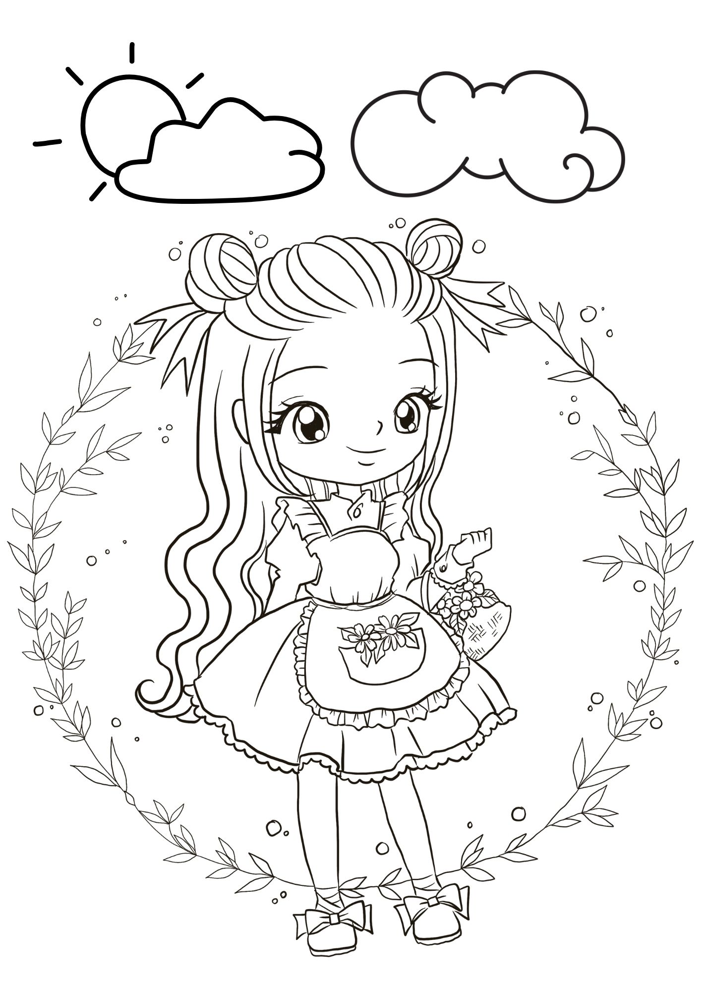 Tranh Tô Màu Anime Girl Cho Bé 6-8 Tuổi ảnh 3