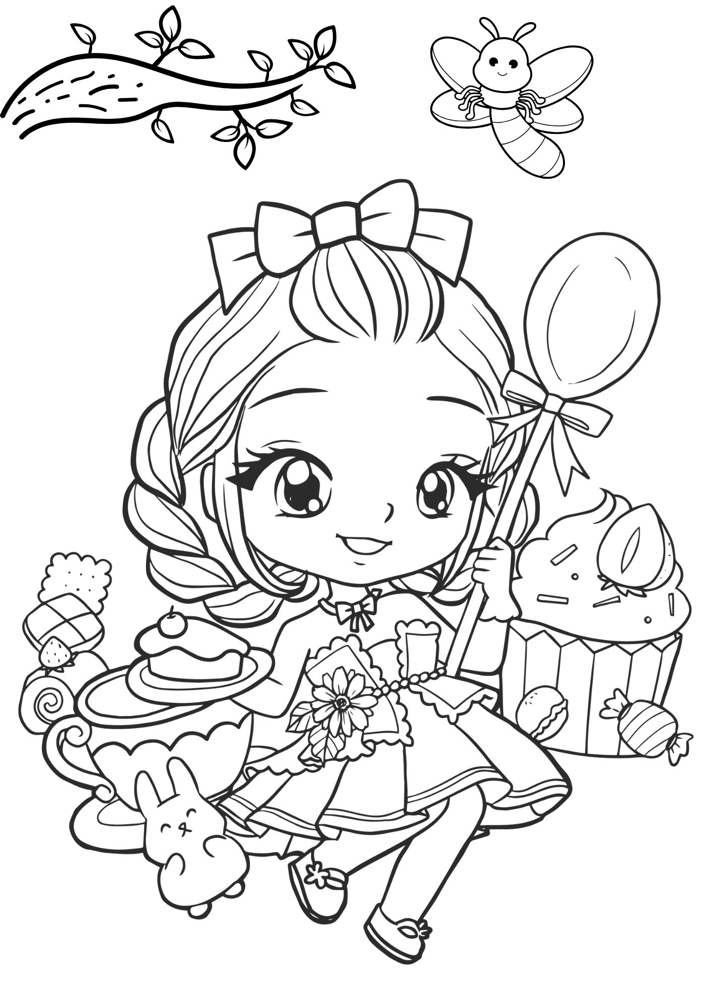 Tranh Tô Màu Anime Girl Cho Bé 6-8 Tuổi ảnh 4