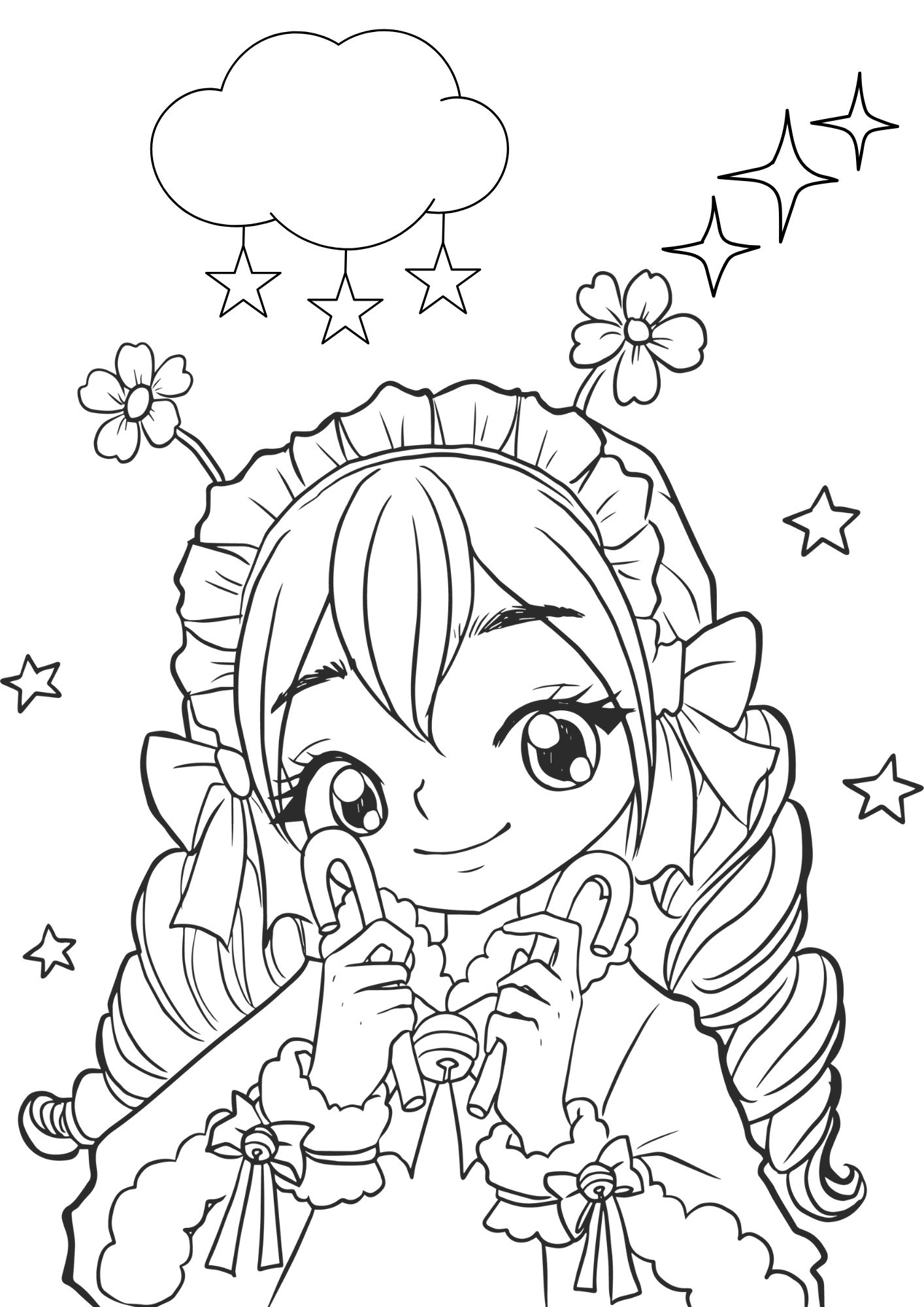 Tranh Tô Màu Anime Girl Cho Bé 6-8 Tuổi ảnh 5