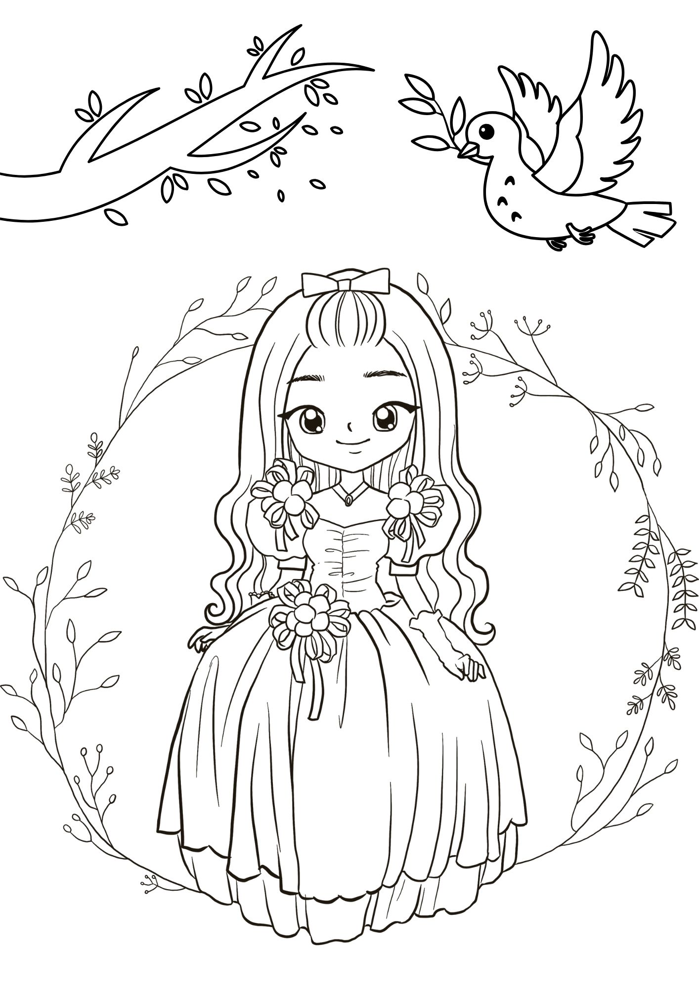 Tranh Tô Màu Anime Girl Cho Bé 6-8 Tuổi ảnh 7