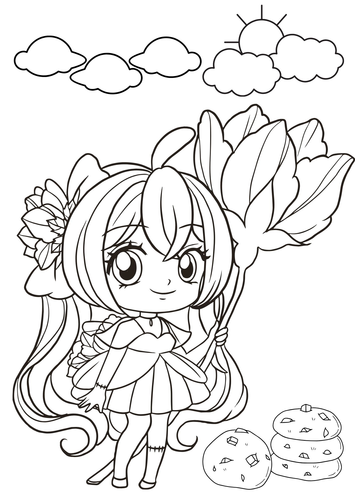 Tranh Tô Màu Anime Girl Cho Bé 6-8 Tuổi ảnh 8