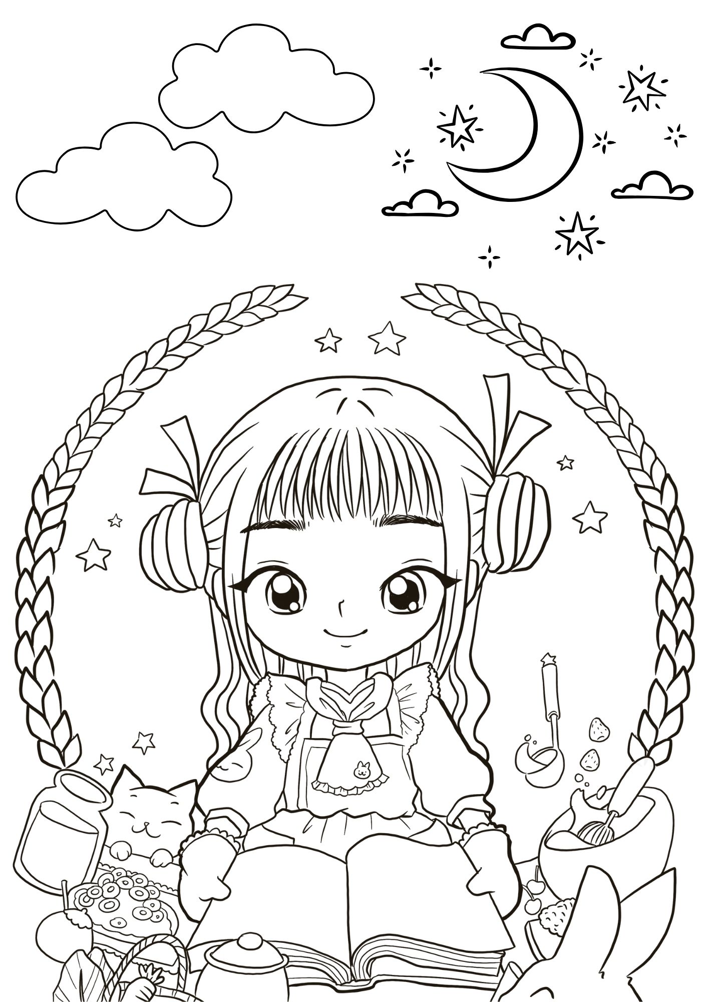 Tranh Tô Màu Anime Girl Cho Bé 9-12 Tuổi ảnh 17