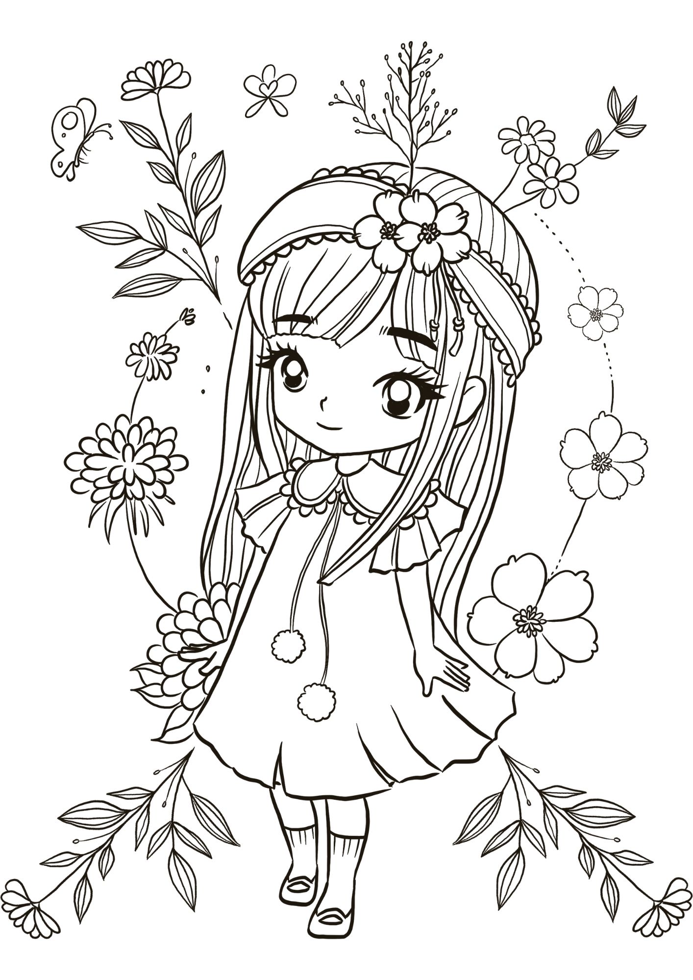 Tranh Tô Màu Anime Girl Cho Bé 9-12 Tuổi ảnh 2