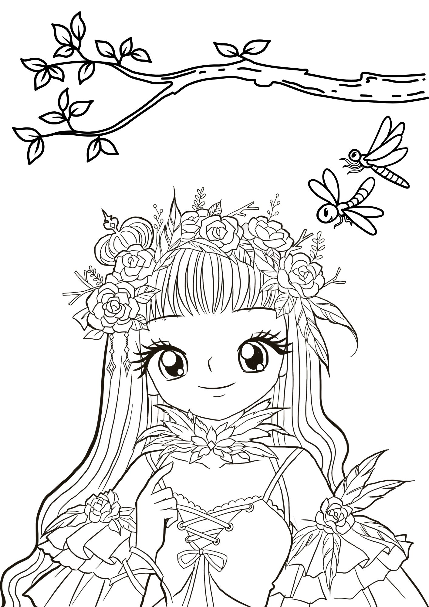 Tranh Tô Màu Anime Girl Cho Bé 9-12 Tuổi ảnh 21