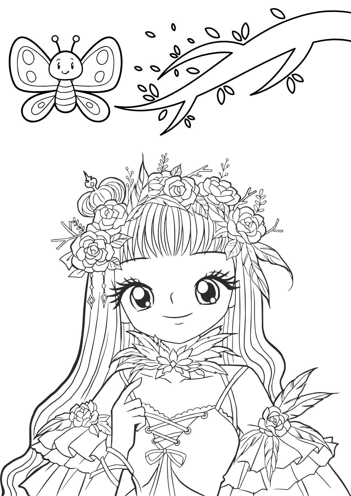 Tranh Tô Màu Anime Girl Cho Bé 9-12 Tuổi ảnh 3