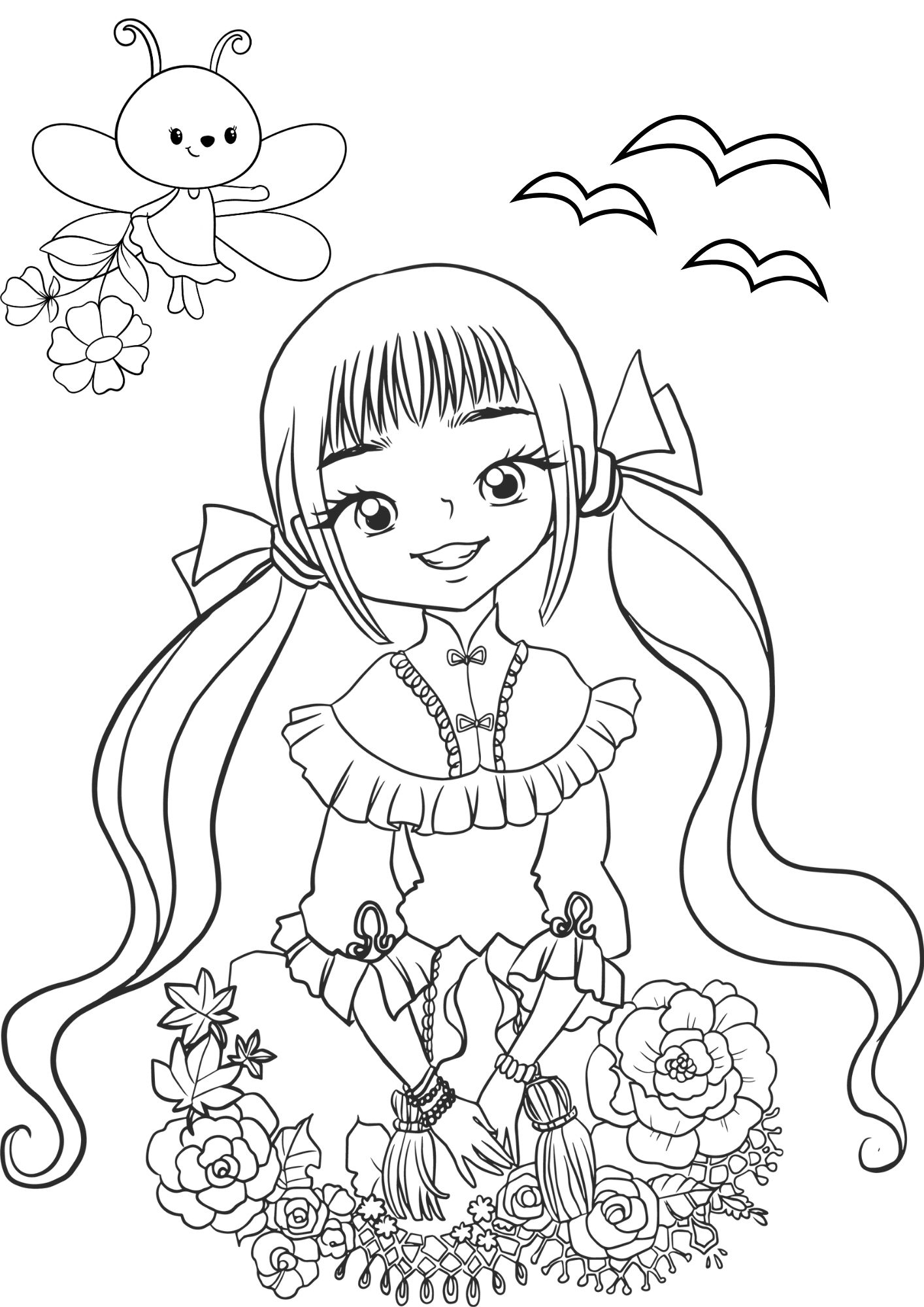 Tranh Tô Màu Anime Girl Cho Bé 9-12 Tuổi ảnh 6