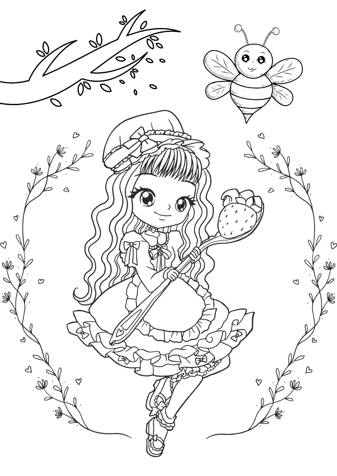 Tranh Tô Màu Anime Girl Cho Bé 9-12 Tuổi ảnh 7