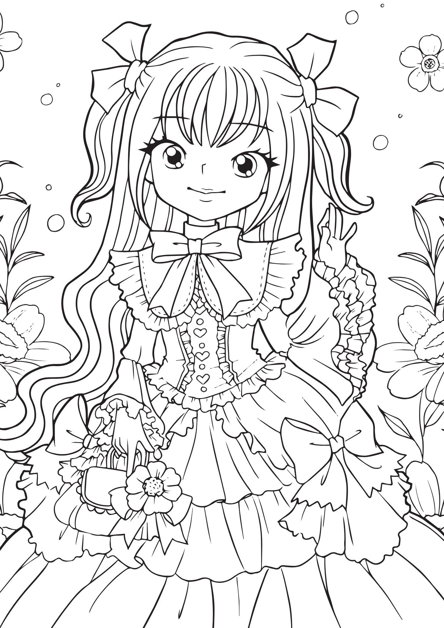 Tranh Tô Màu Anime Girl Cho Bé 9-12 Tuổi ảnh 8