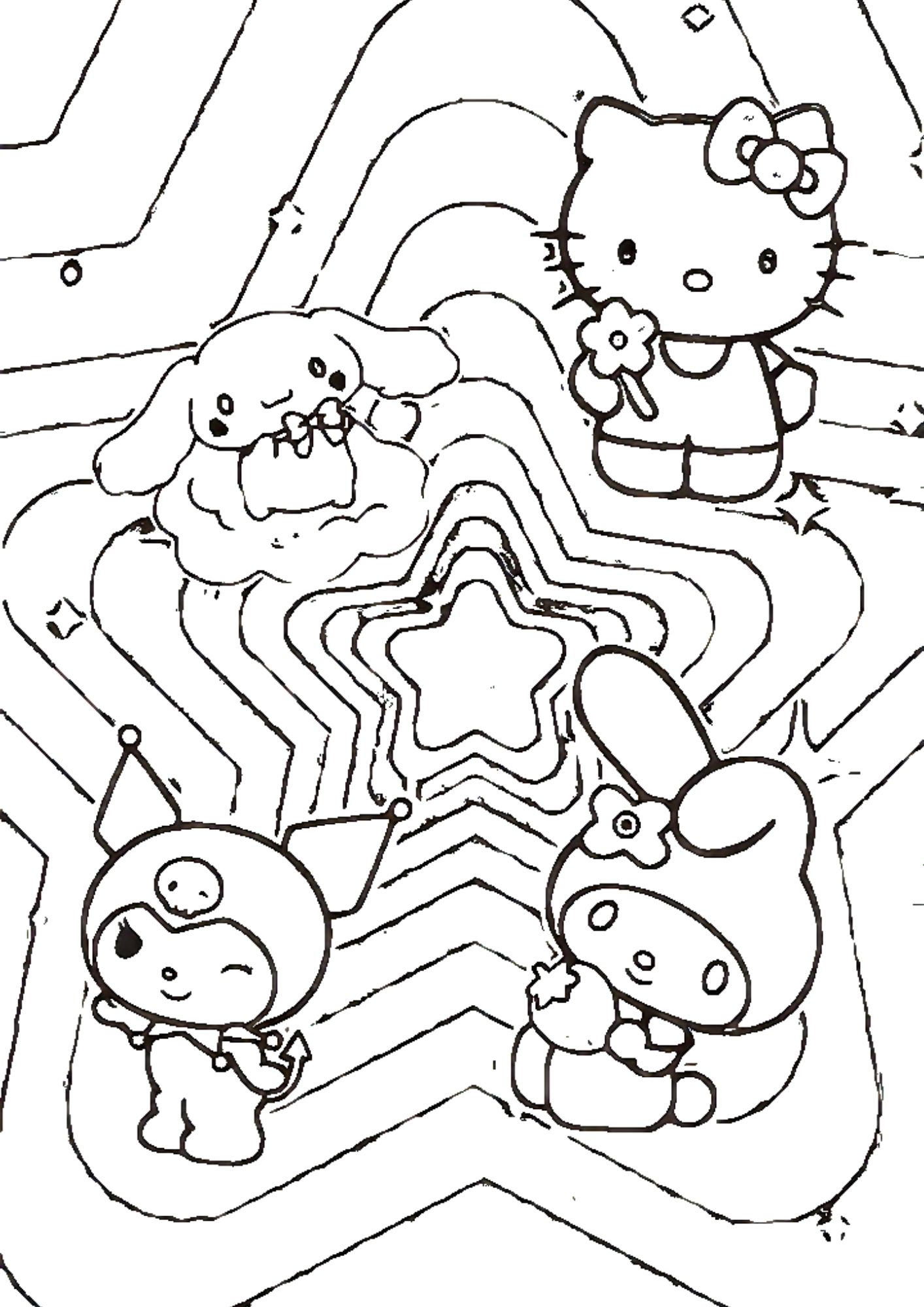 Tranh Tô Màu Kuromi Melody Cinnamoroll Cho Bé 3-5 Tuổi ảnh 11