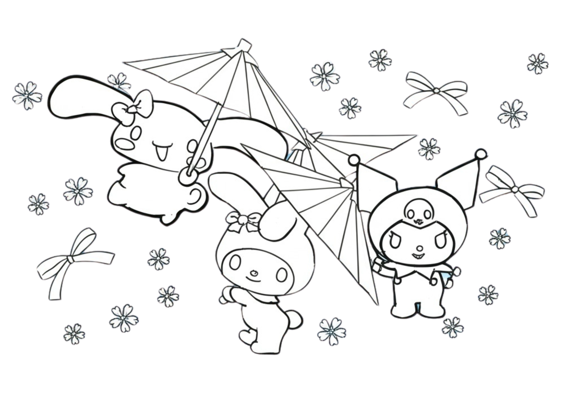 Tranh Tô Màu Kuromi Melody Cinnamoroll Cho Bé 6-8 Tuổi ảnh 1