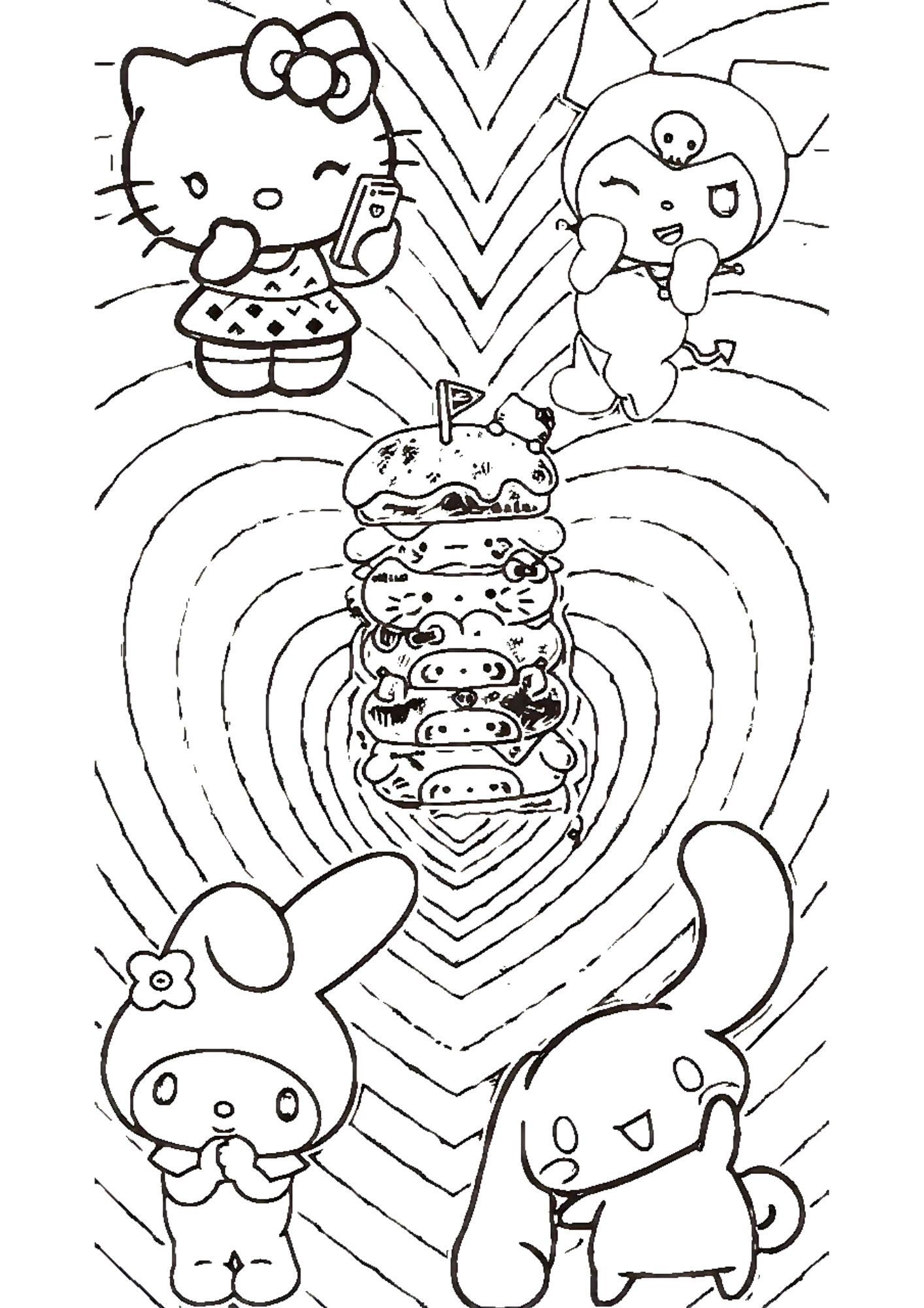 Tranh Tô Màu Kuromi Melody Cinnamoroll Cho Bé 6-8 Tuổi ảnh 13