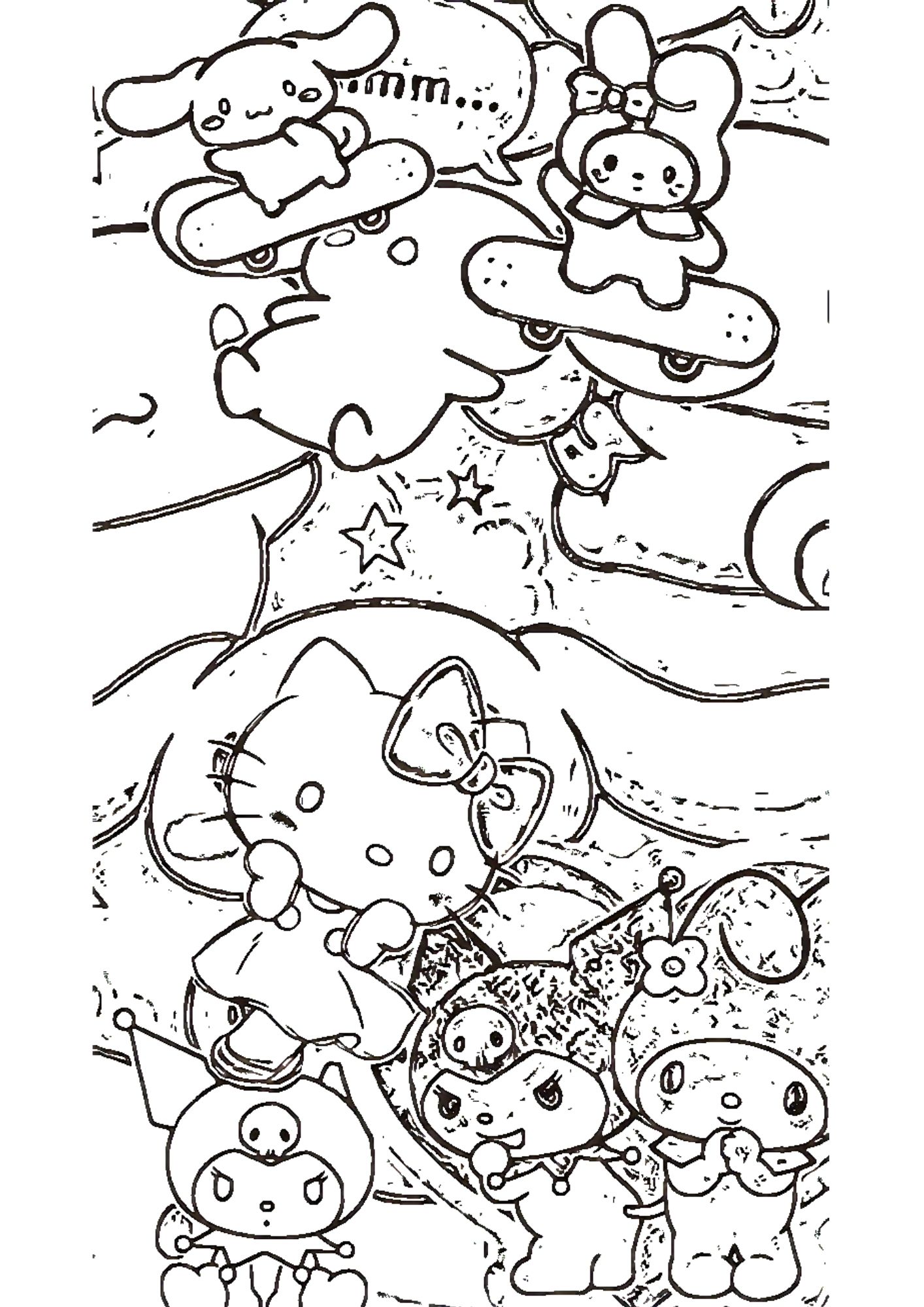Tranh Tô Màu Kuromi Melody Cinnamoroll Cho Bé 6-8 Tuổi ảnh 16