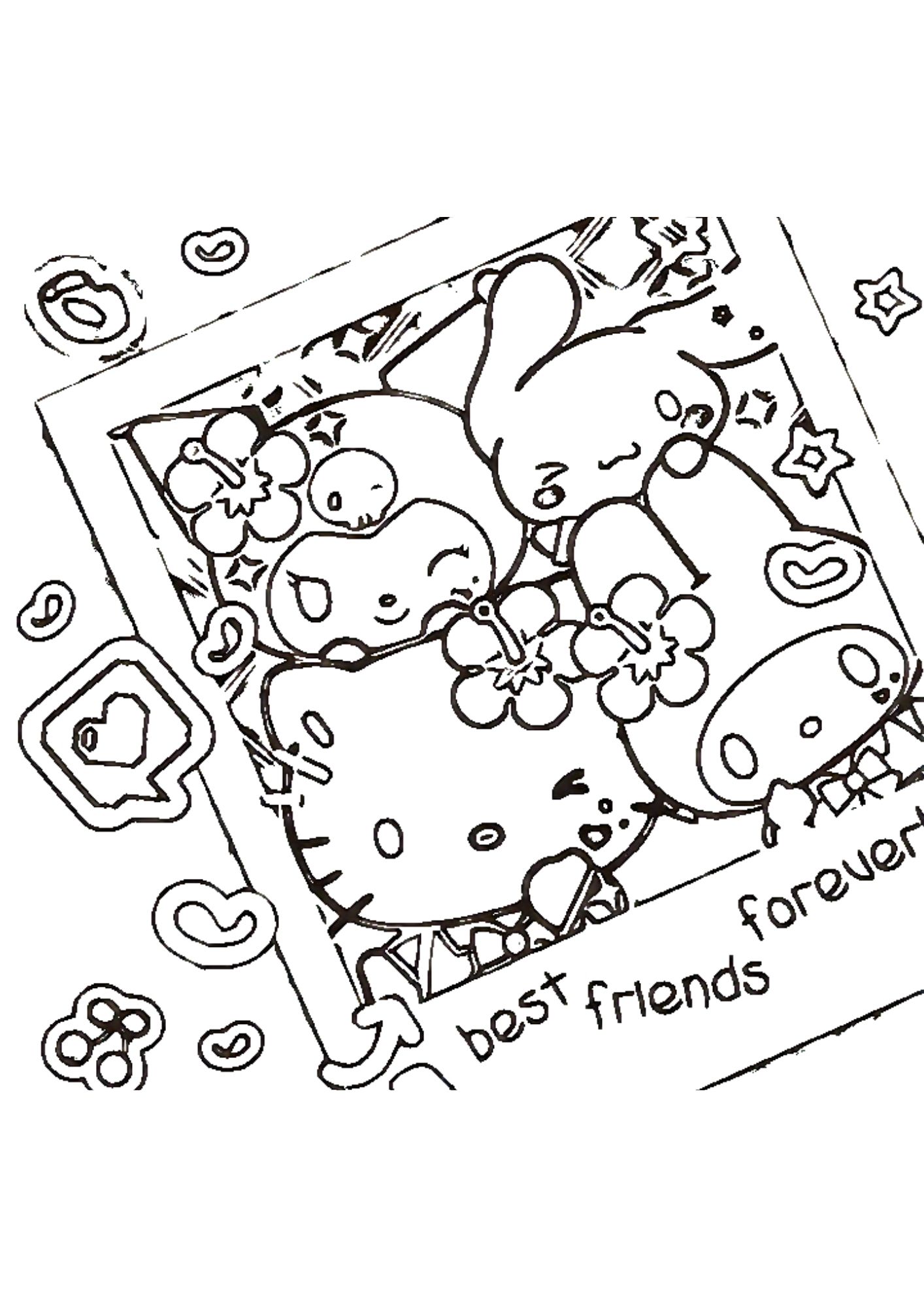 Tranh Tô Màu Kuromi Melody Cinnamoroll Cho Bé 6-8 Tuổi ảnh 2