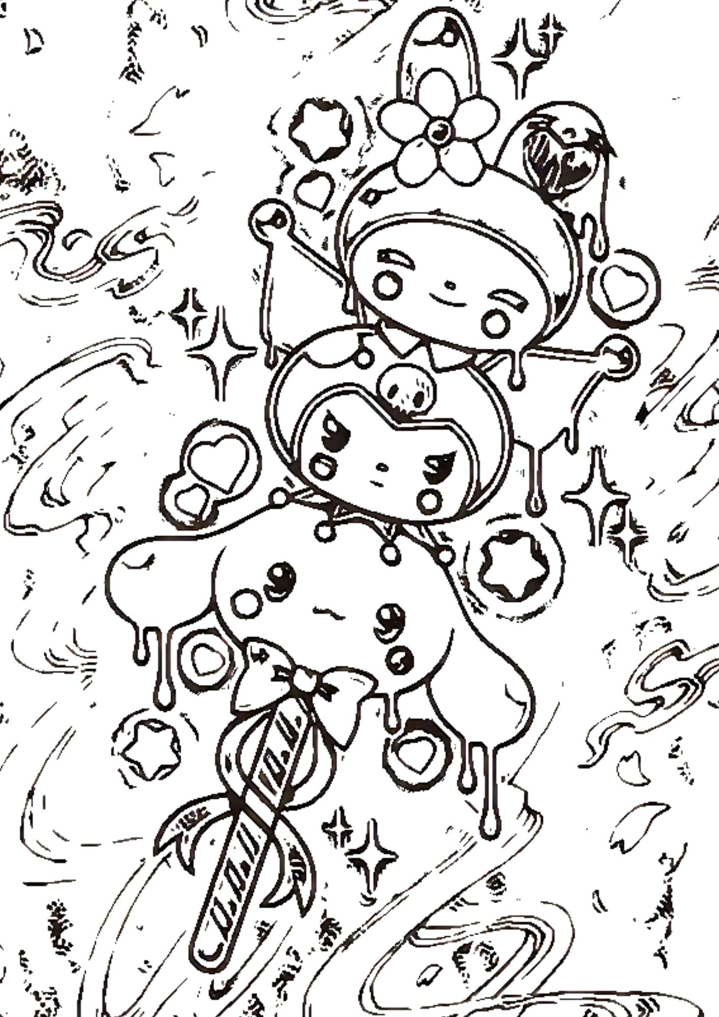 Tranh Tô Màu Kuromi Melody Cinnamoroll Cho Bé 6-8 Tuổi ảnh 23