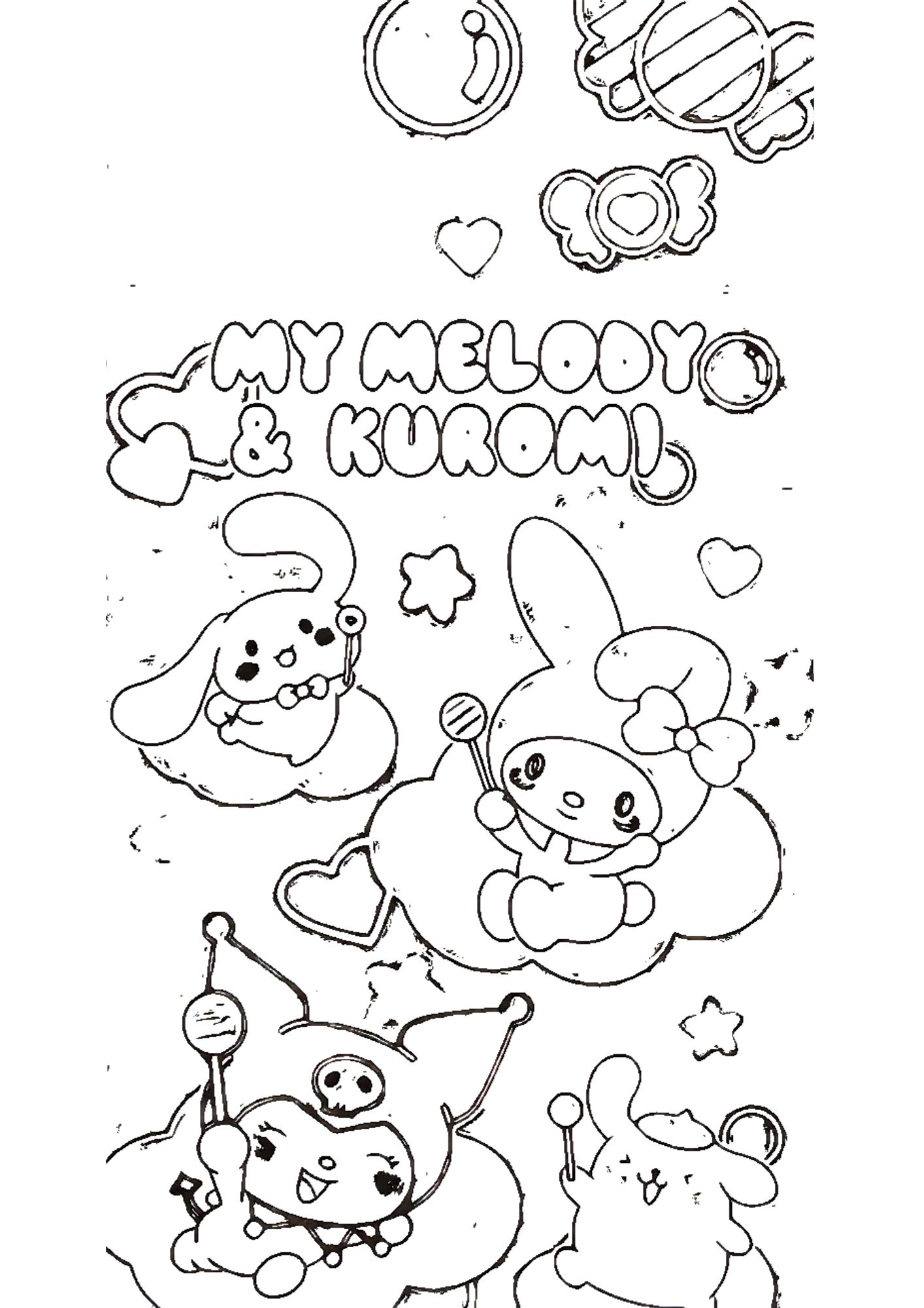 Tranh Tô Màu Kuromi Melody Cinnamoroll Cho Bé 6-8 Tuổi ảnh 3