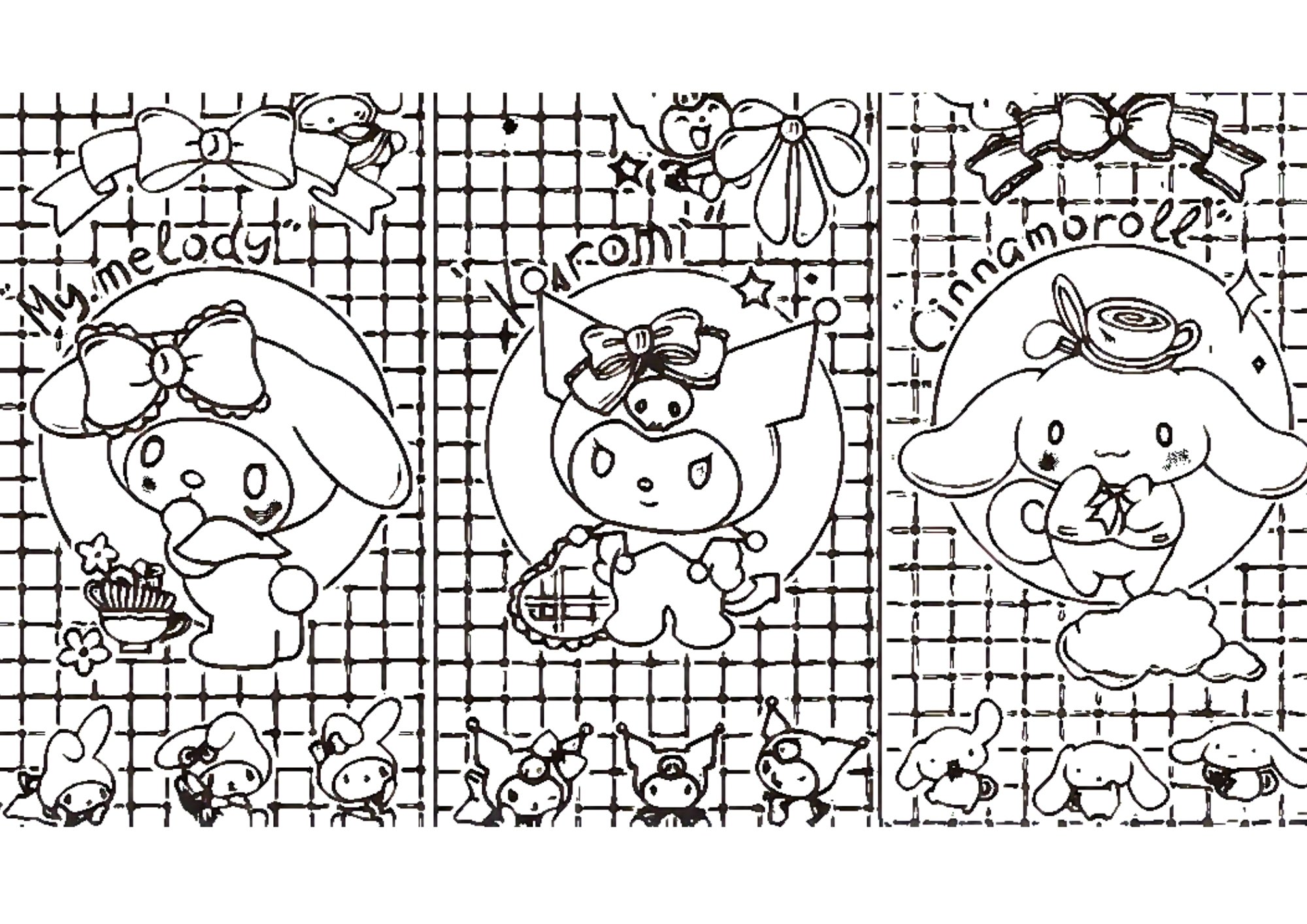 Tranh Tô Màu Kuromi Melody Cinnamoroll Cho Bé 9-12 Tuổi ảnh 1