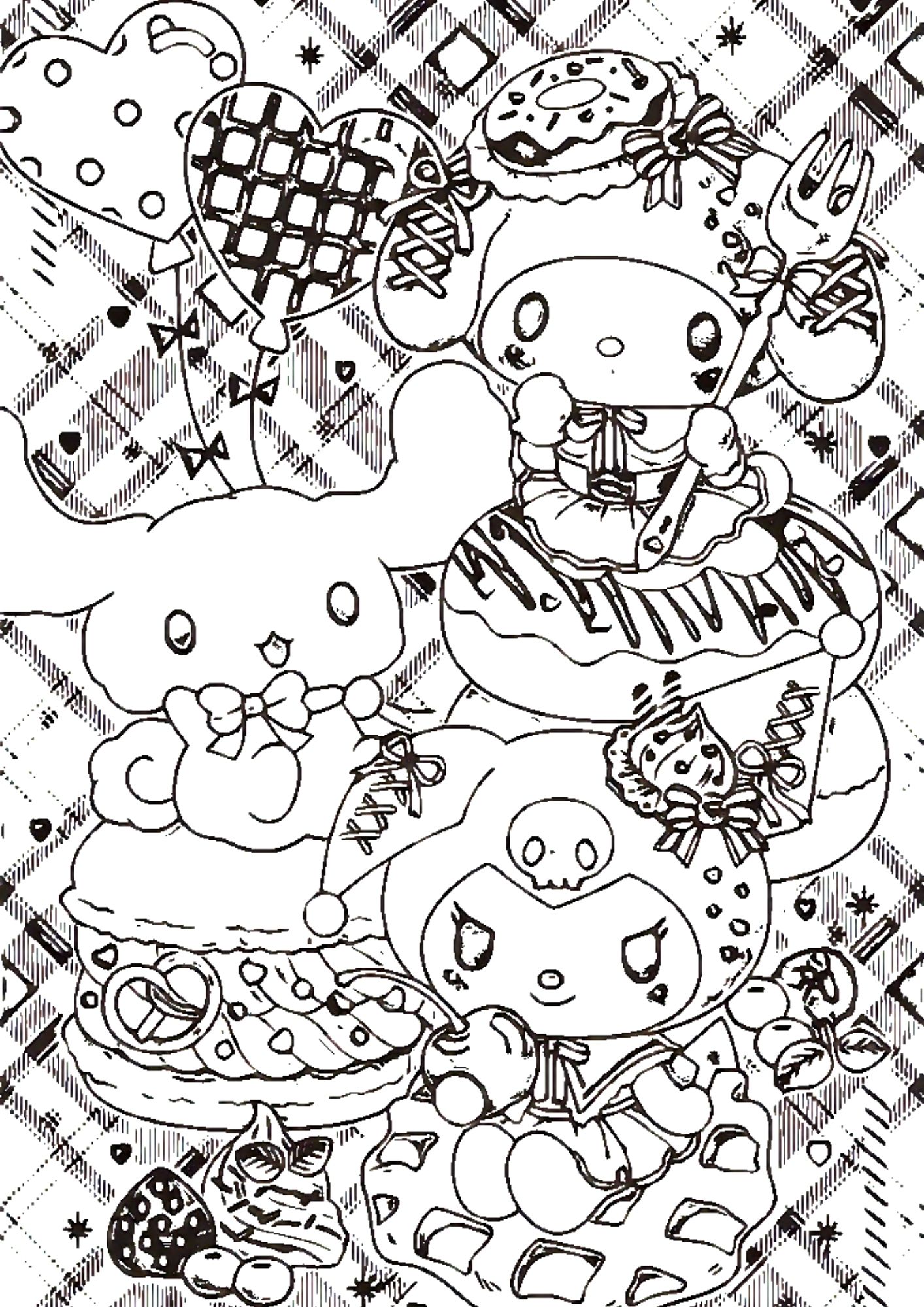 Tranh Tô Màu Kuromi Melody Cinnamoroll Cho Bé 9-12 Tuổi ảnh 14