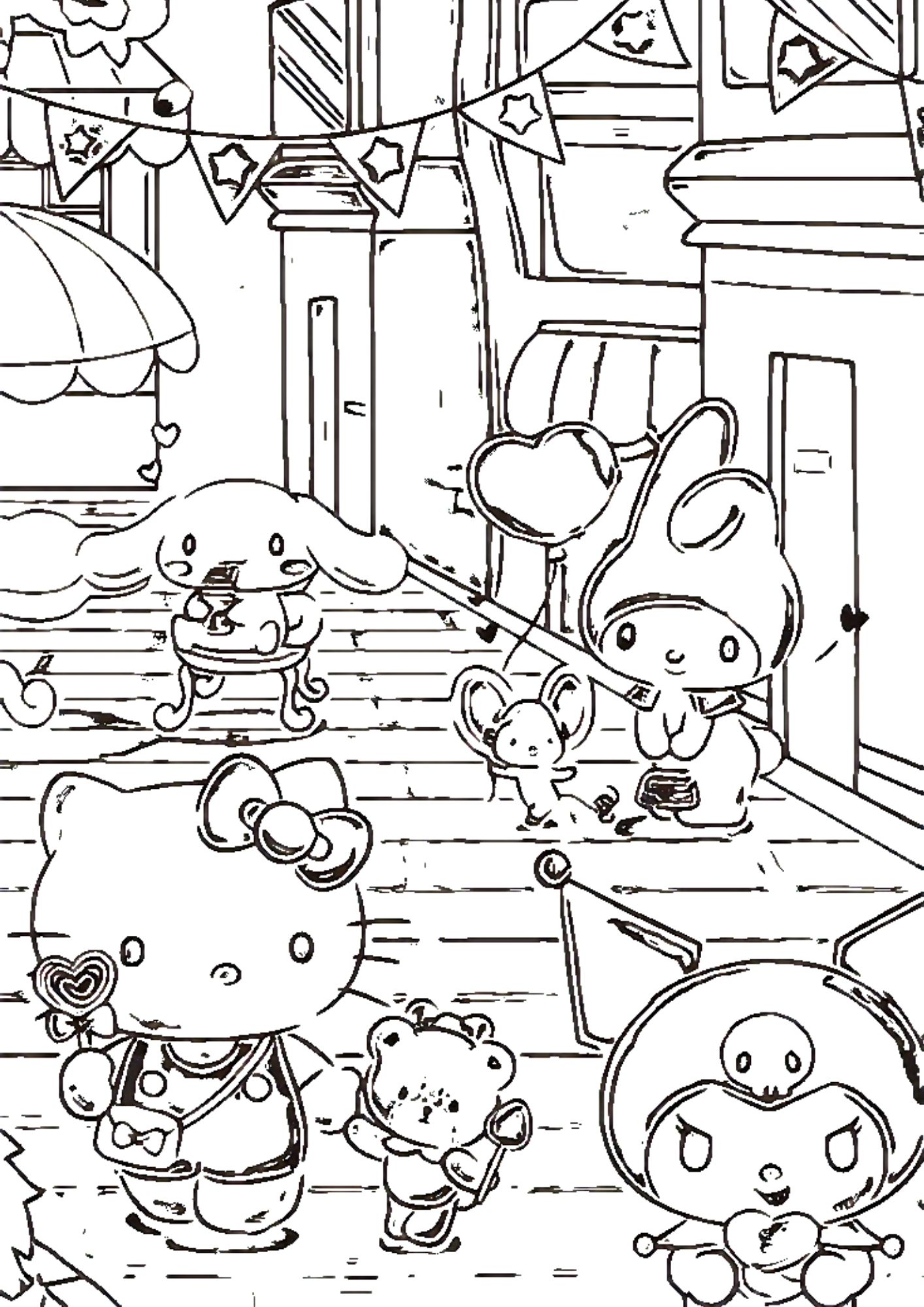 Tranh Tô Màu Kuromi Melody Cinnamoroll Cho Bé 9-12 Tuổi ảnh 17