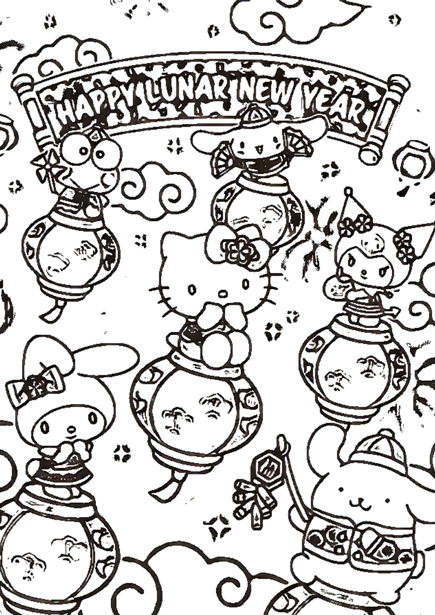 Tranh Tô Màu Kuromi Melody Cinnamoroll Cho Bé 9-12 Tuổi ảnh 2