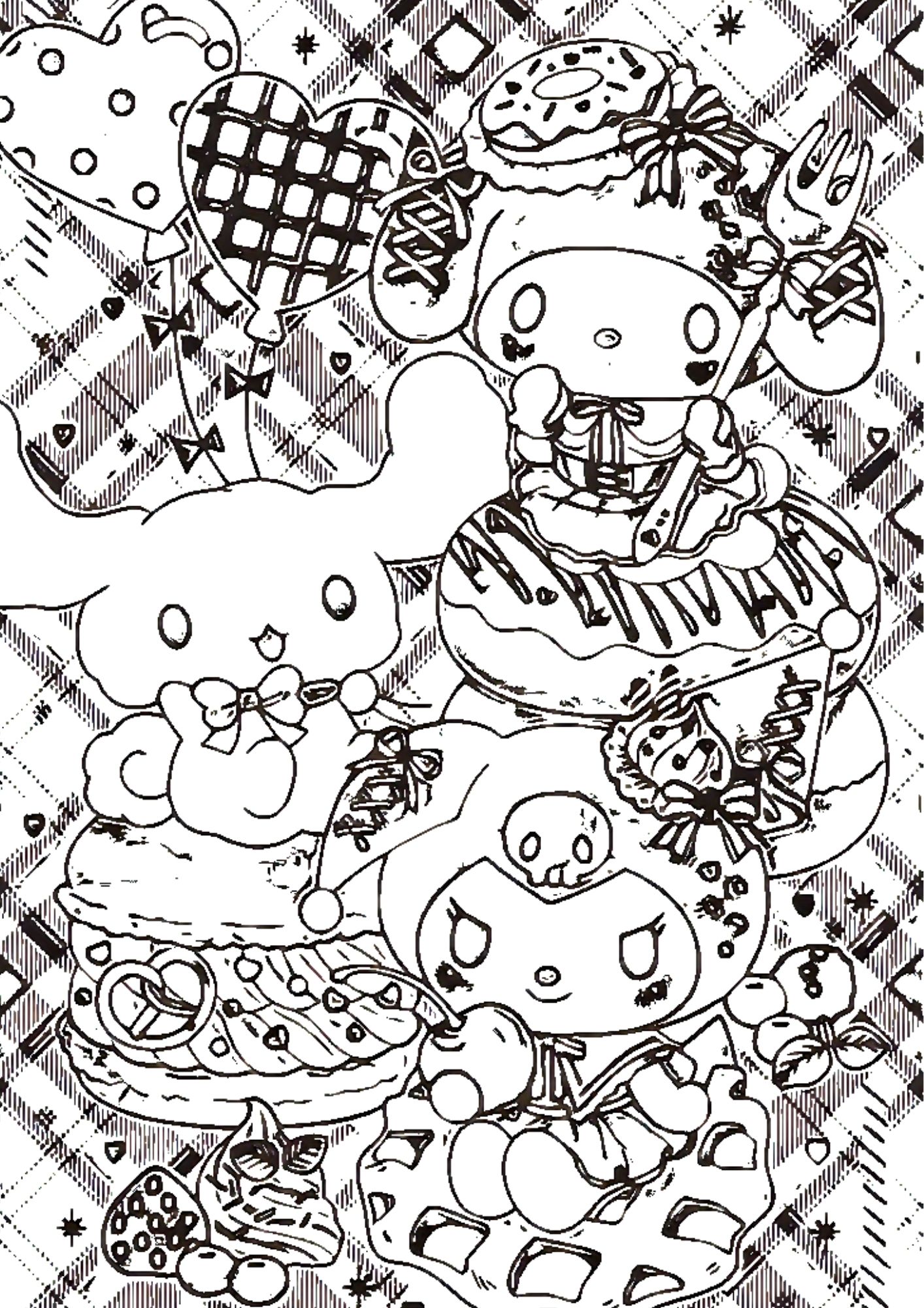 Tranh Tô Màu Kuromi Melody Cinnamoroll Cho Bé 9-12 Tuổi ảnh 4