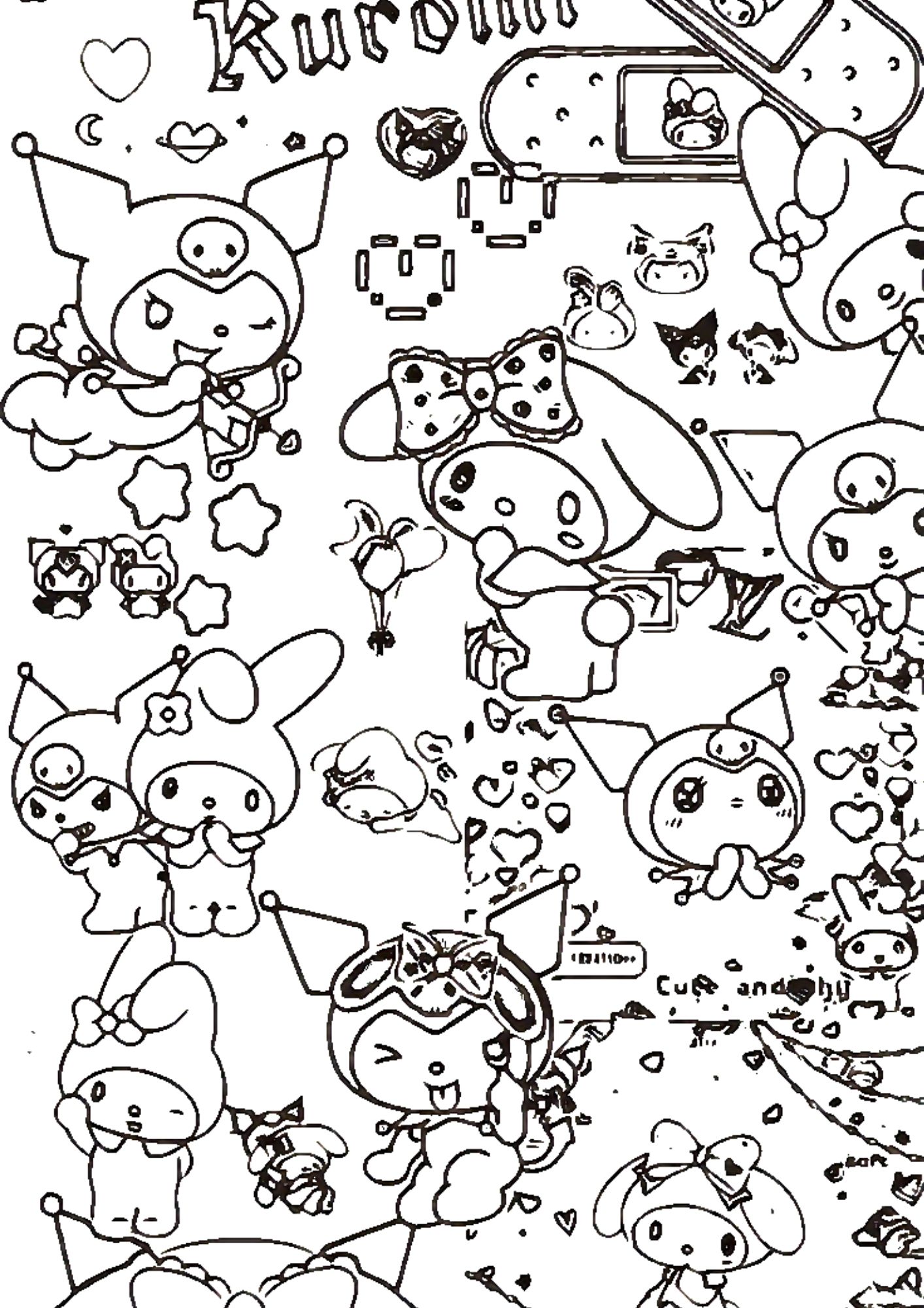 Tranh Tô Màu Kuromi Melody Cinnamoroll Cho Bé 9-12 Tuổi ảnh 5