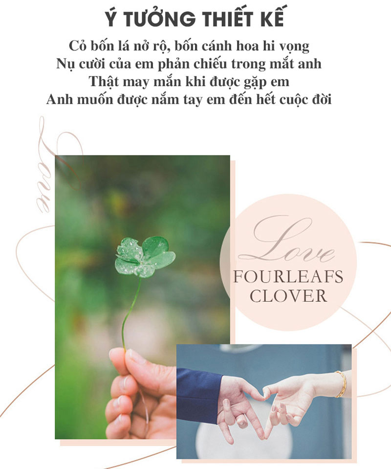 Ý tưởng thiết kế của Bông tai bạc cỏ bốn lá mạ vàng đá CZ