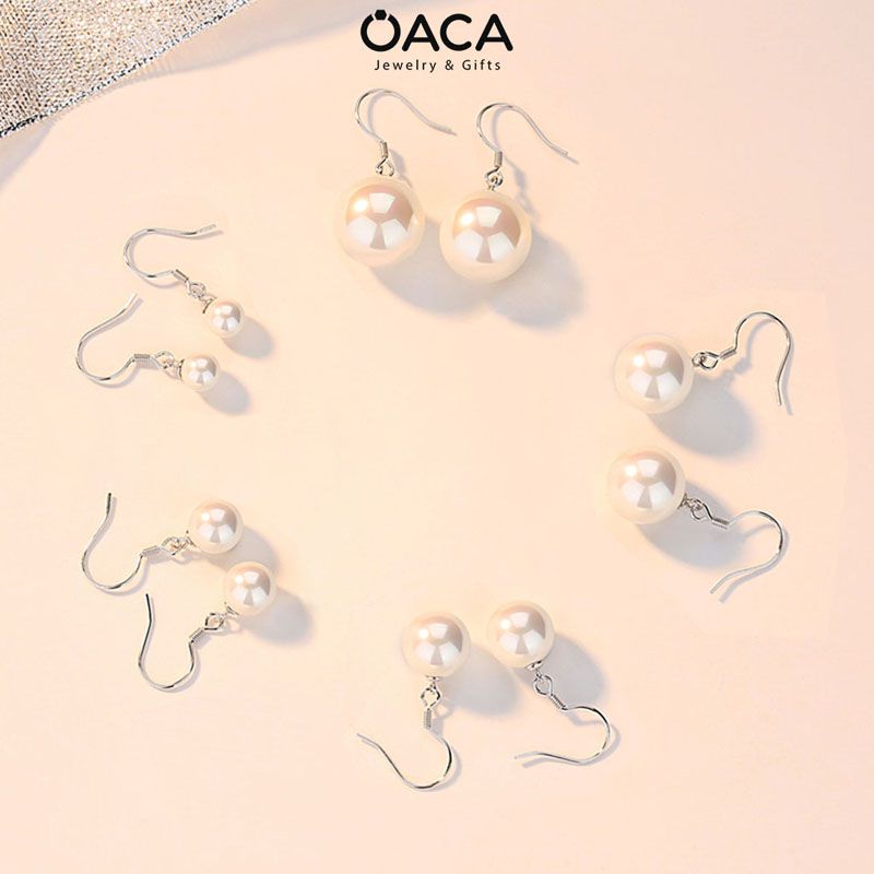 Bông tai bạc ngọc trai móc câu Conch