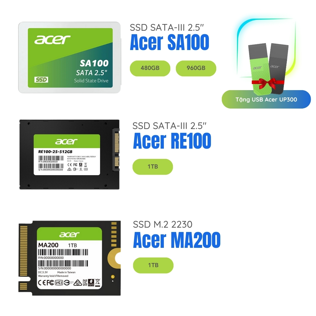 Tặng USB Acer cho đơn ổ cứng SSD Acer
