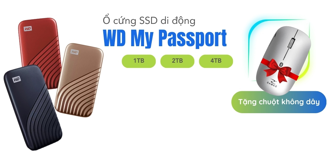 Tặng chuột không dây Zadez cho đơn ổ cứng di động SSD WD My Passport