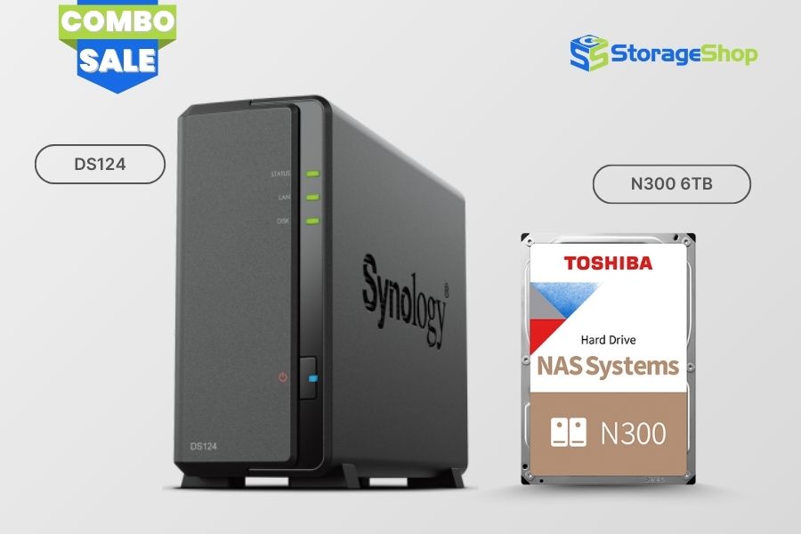 combo nas synology diskstation ds124 kèm ổ cứng toshiba n300 6tb