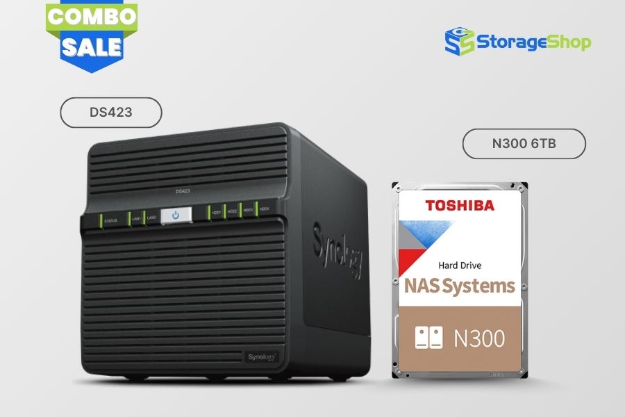 combo nas synology diskstation ds423 kèm ổ cứng toshiba n300 6tb