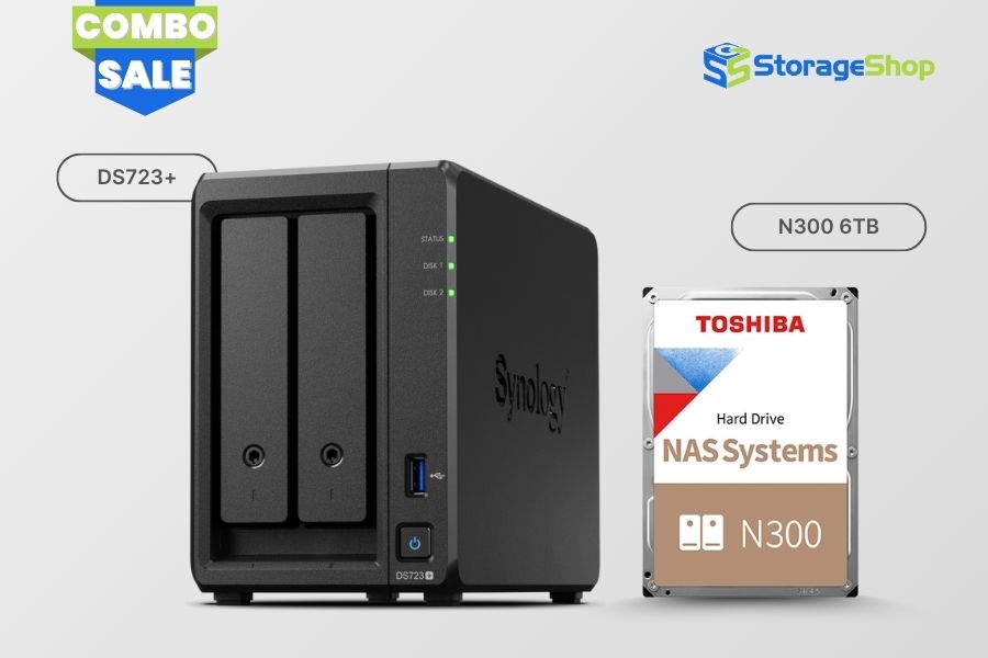 nas synology diskstation ds723+ kèm ổ cứng toshiba n300 6tb HDWG460UZSVA