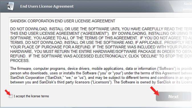 hướng dẫn cài đặt phần mềm sandisk privateaccess bước 8
