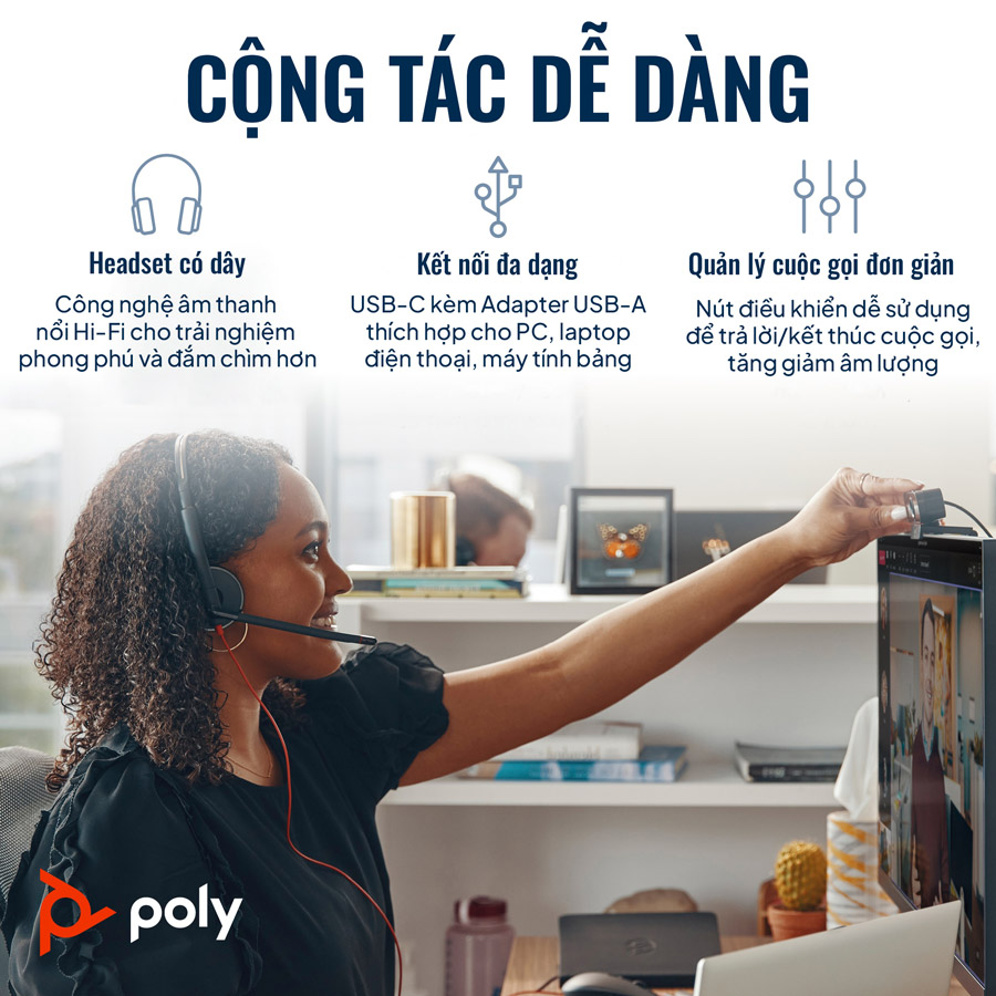tai nghe có dây poly blackwire 3225 stereo