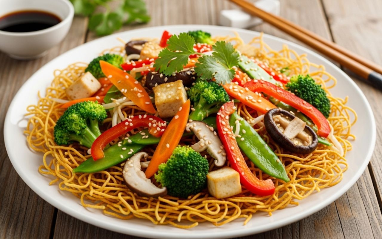 Mì Xào Giòn Chay – Mì Giòn, Nước Sốt Thơm Lừng