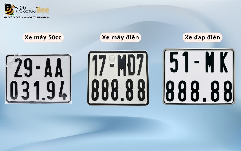 Biển số xe máy 50cc khác gì với xe máy điện và xe đạp điện?