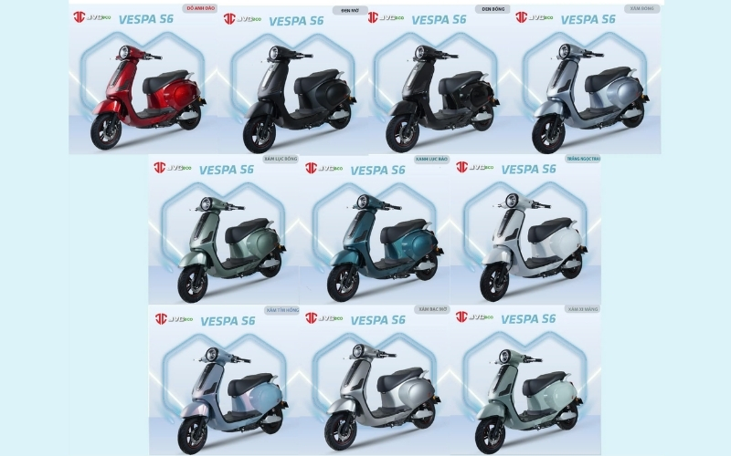 Bảng màu Vespa JVC S6 đa dạng
