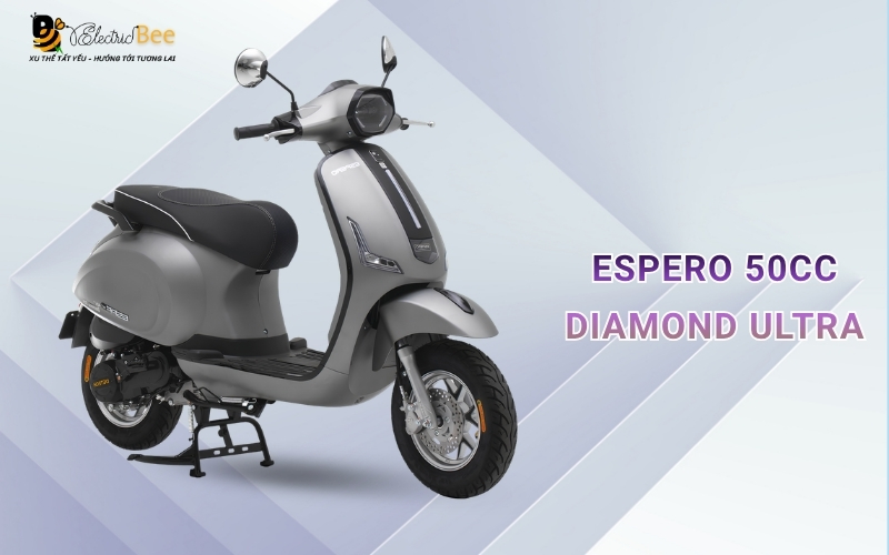 Xe ga Espero 50cc Diamond Ultra trang bị cốp rộng và cổng sạc USB tiện lợi
