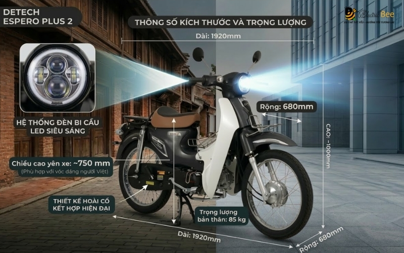Thiết kế hoài cổ kết hợp hiện đại xe cub 50cc Detech Espero Plus 2