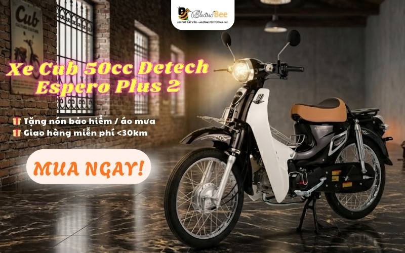 Giá Xe Cub 50cc Detech Espero Plus 2 Đèn Bi Cầu mới nhất 2026