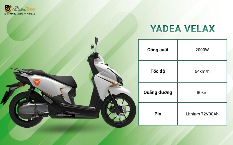 Xe máy điện YADEA Velax có động cơ Hub mạnh mẽ