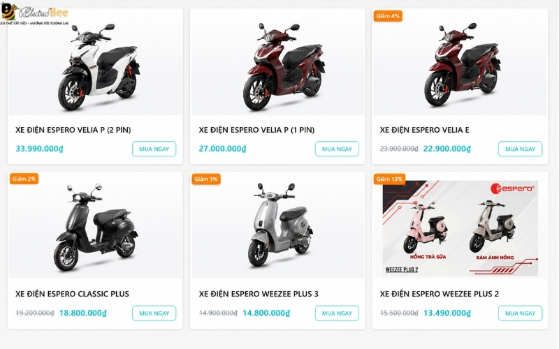 Mua xe Espero 50cc chính hãng, uy tín tại Electric Bee