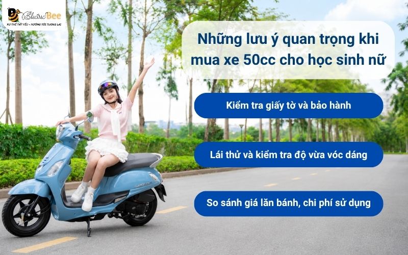 Những lưu ý khi mua xe máy 50cc cho học sinh nữ